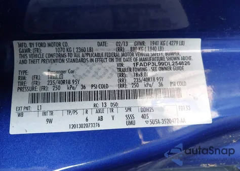 2013 Ford Focus St z USA, uszkodzony, nr VIN 1FADP3L99DL254826